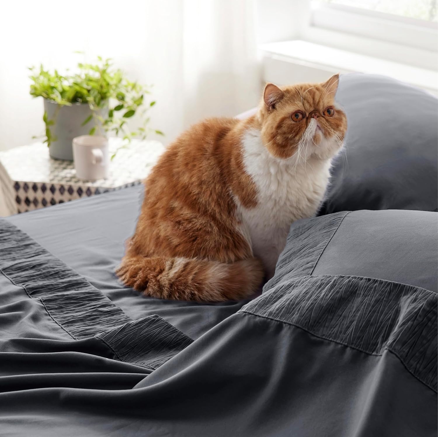 image:imageBedsure Cooling Queen Sheets Bundle Queen Sheet Set Grey