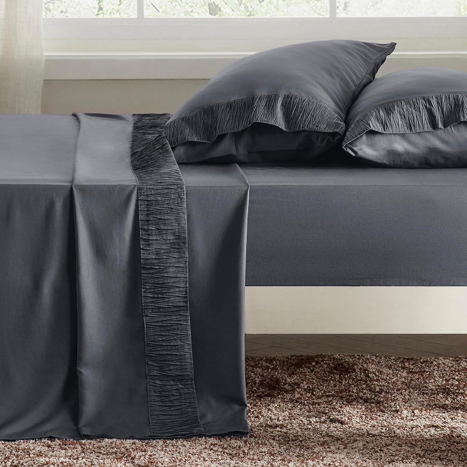 image:imageBedsure Cooling Queen Sheets Bundle Queen Sheet Set Grey