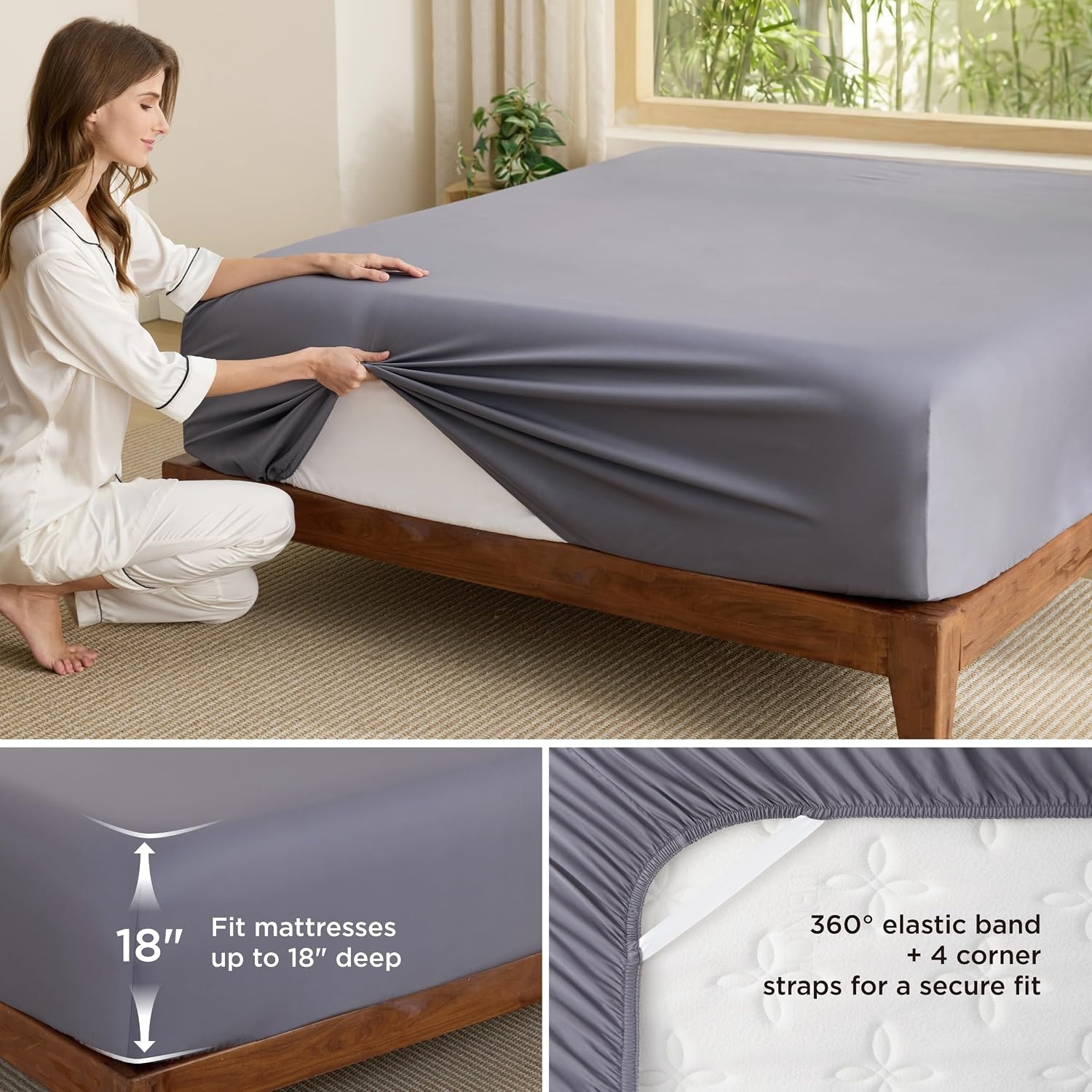 image:imageBedsure Cooling Sheets Bundle Cooling Fitted Sheet King