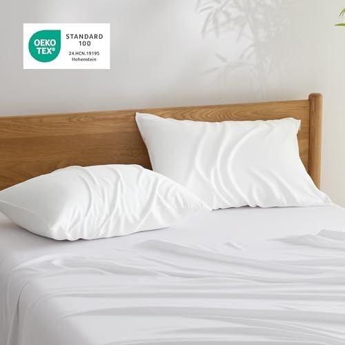 image:imageBedsure Cotton Queen Size Pillows Set of 2 with White Cooling Pillowcases