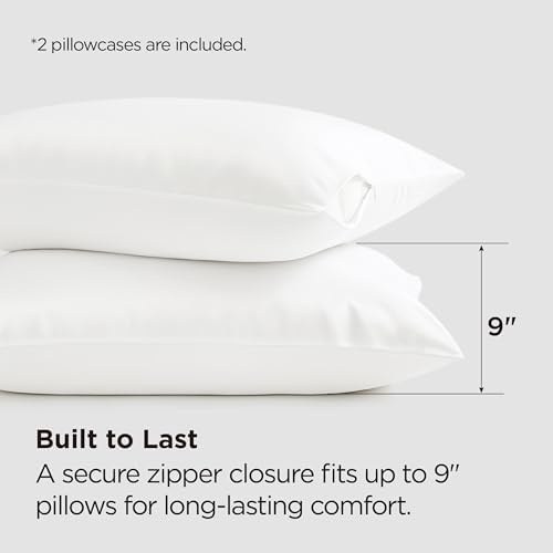 image:imageBedsure Cotton Queen Size Pillows Set of 2 with White Cooling Pillowcases