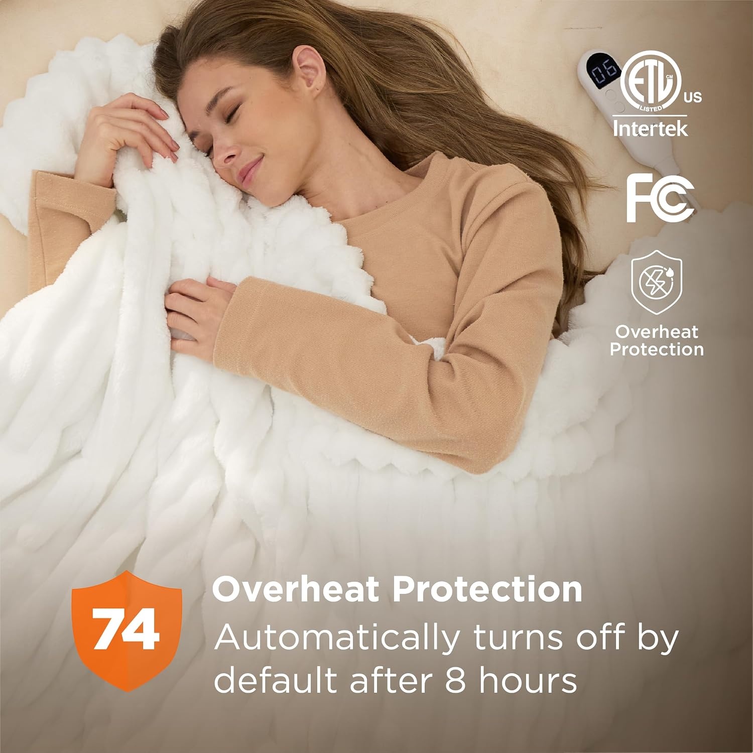 image:imageBedsure Fluffy Bubble Faux Fur Heated Electric Blanket Twin Coconut White01 White