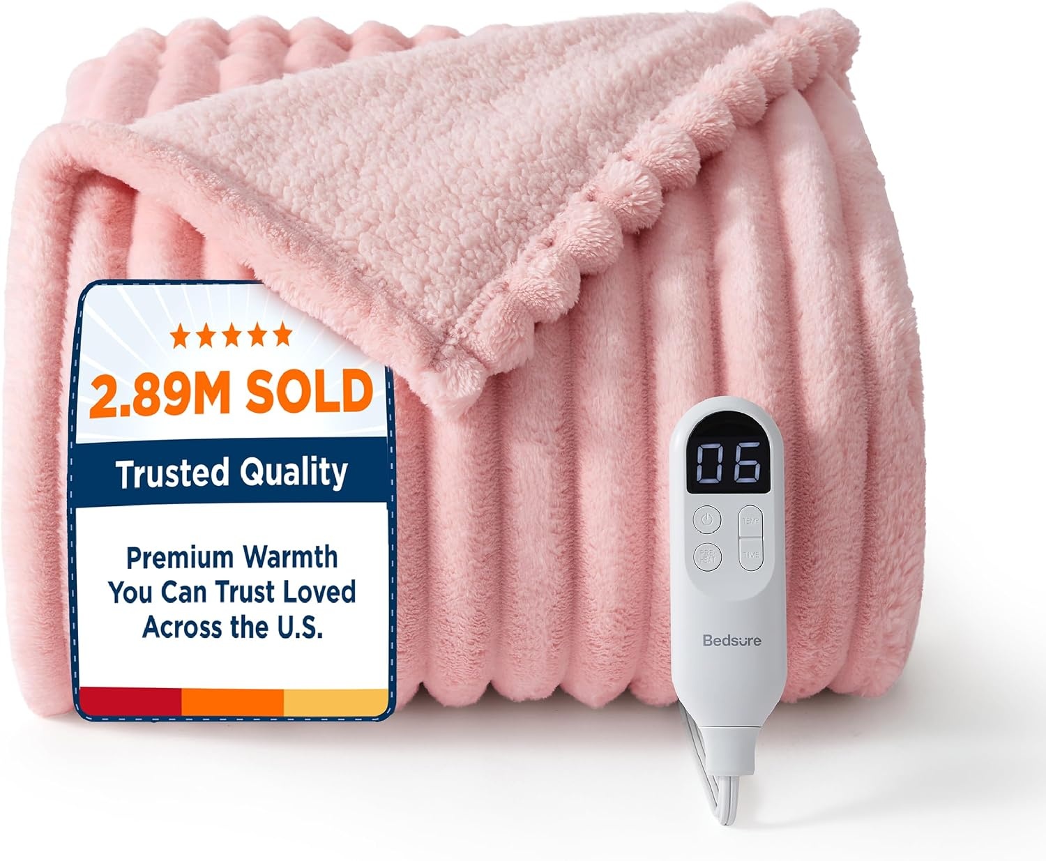 image:imageBedsure Fluffy Bubble Faux Fur Heated Electric Blanket Twin Coconut White08 Pink