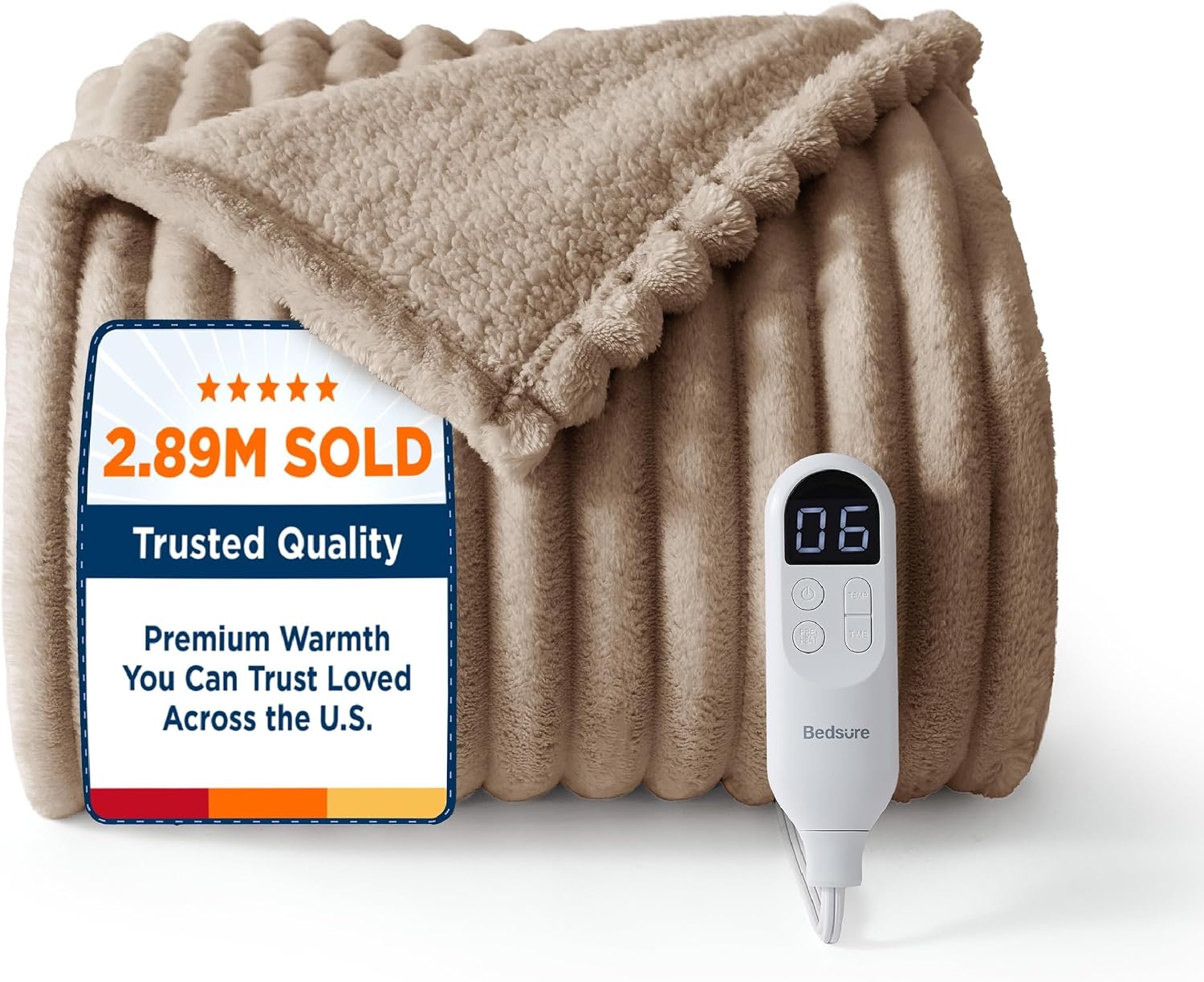 image:imageBedsure Fluffy Bubble Faux Fur Heated Electric Blanket Twin Coconut White09 Brown