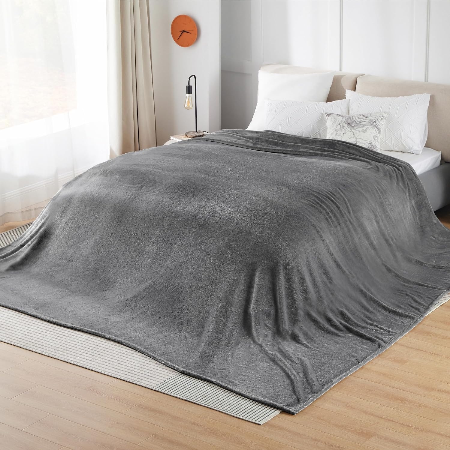 image:imageBedsure GentleSoft Oversized King Big Blanket 120x120 Extra Large Soft Fleece Blankets for Bed Sofa Couch Travel Camping Party Giant Huge Throws 10x10 Dark Grey
