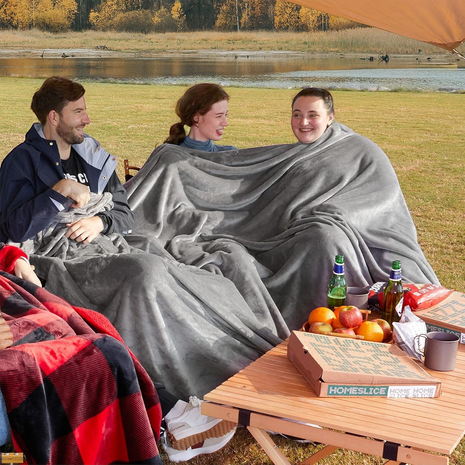 image:imageBedsure GentleSoft Oversized King Big Blanket 120x120 Extra Large Soft Fleece Blankets for Bed Sofa Couch Travel Camping Party Giant Huge Throws 10x10 Dark Grey