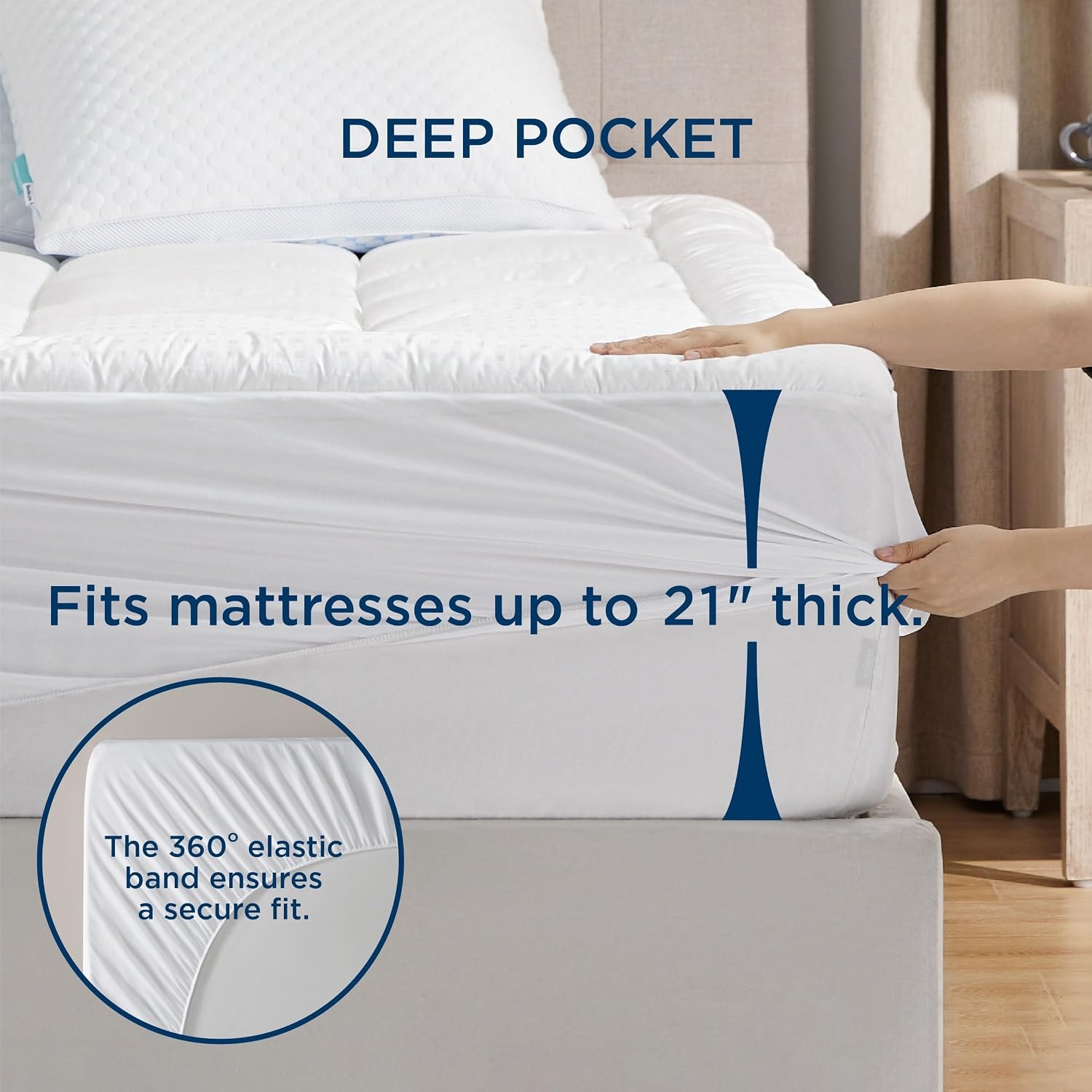 image:imageBedsure Mattress Pad Twin Size Breathable Cotton Mattress Topper Quilted Fitted Bed Cover with 821 Inches Deep Pocket Soft Fluffy Pillow Top WhiteWhite