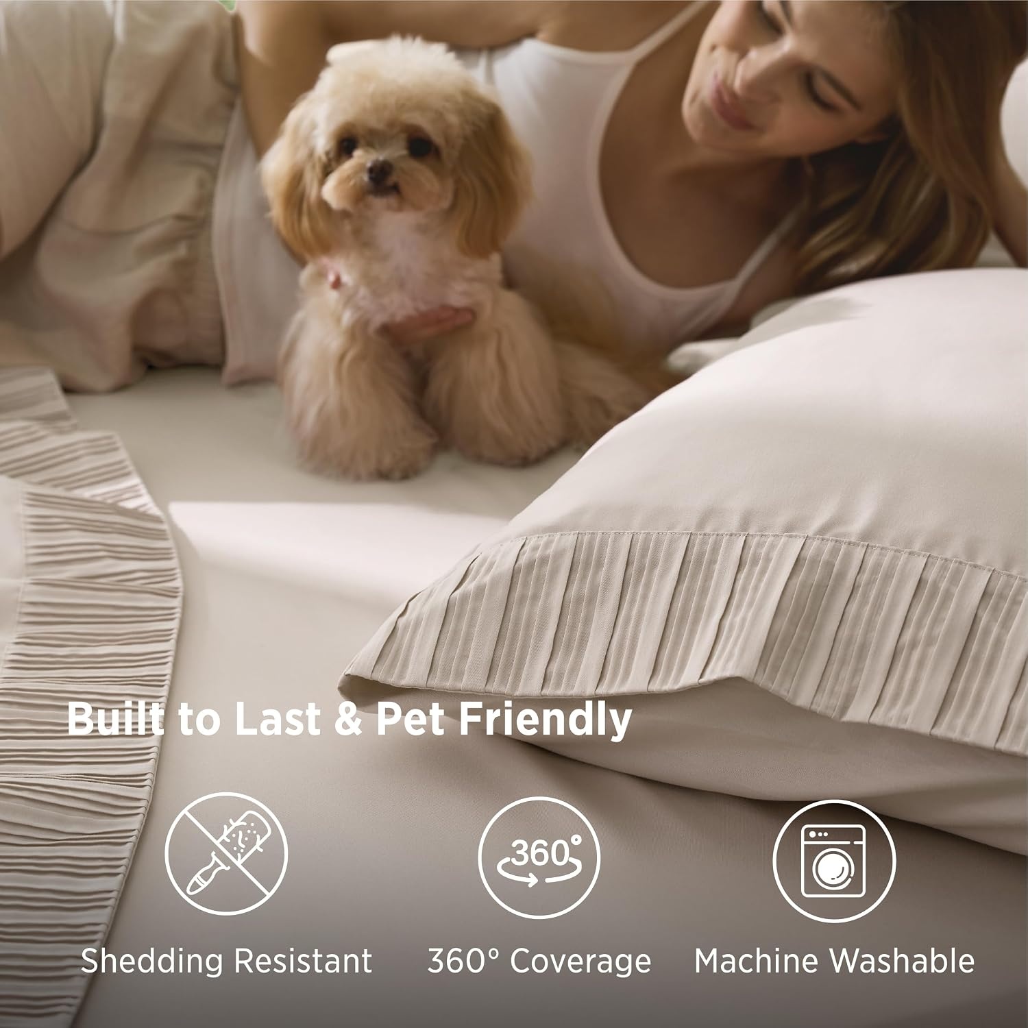 image:imageBedsure NonSlip Deep Pocket King Sheet Set Stay Put Fits 1418 MattressBeige