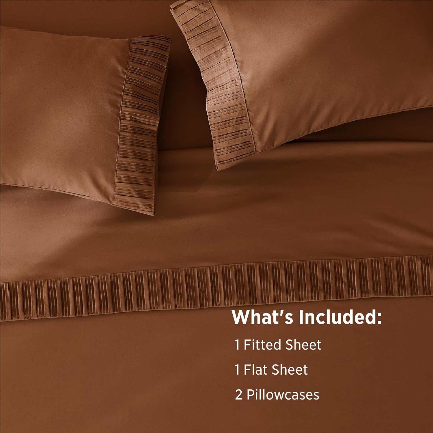image:imageBedsure NonSlip Deep Pocket King Sheet Set Stay Put Fits 1418 MattressBurnt Orange