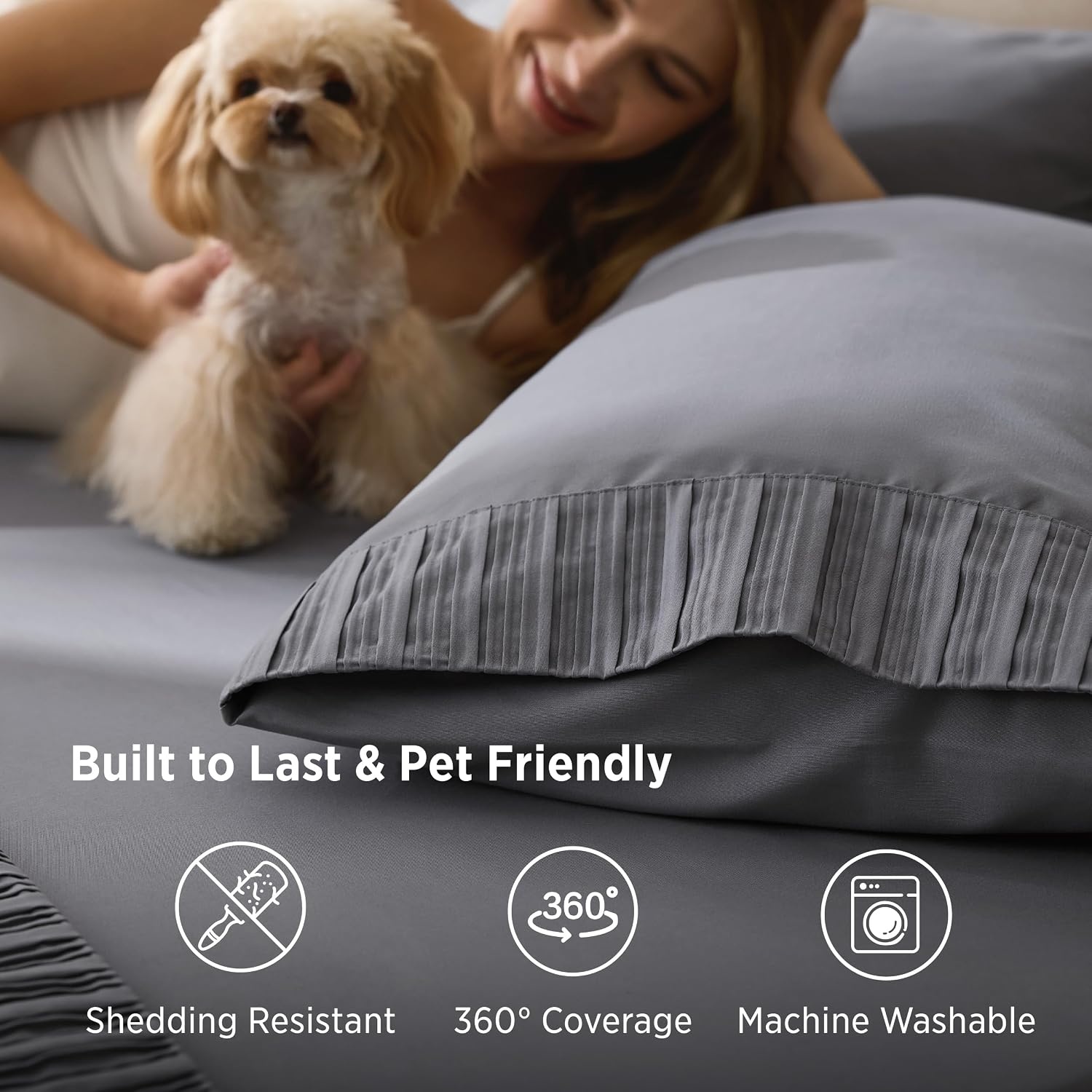image:imageBedsure NonSlip Deep Pocket King Sheet Set Stay Put Fits 1418 MattressGrey