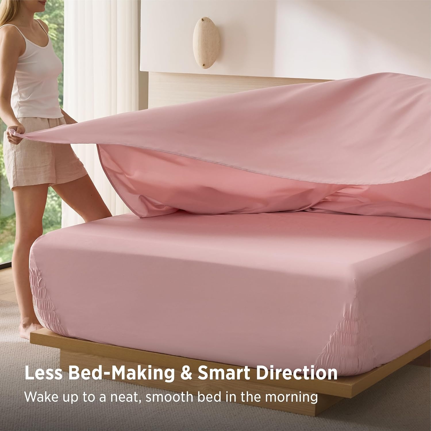 image:imageBedsure NonSlip Deep Pocket King Sheet Set Stay Put Fits 1418 MattressPink