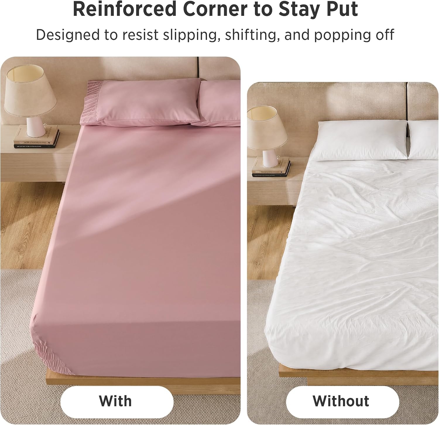 image:imageBedsure NonSlip Deep Pocket King Sheet Set Stay Put Fits 1418 MattressPink