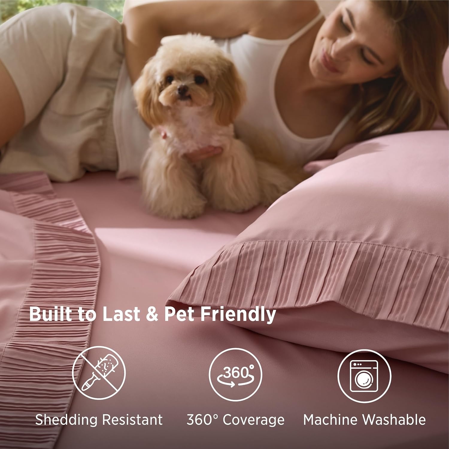 image:imageBedsure NonSlip Deep Pocket King Sheet Set Stay Put Fits 1418 MattressPink