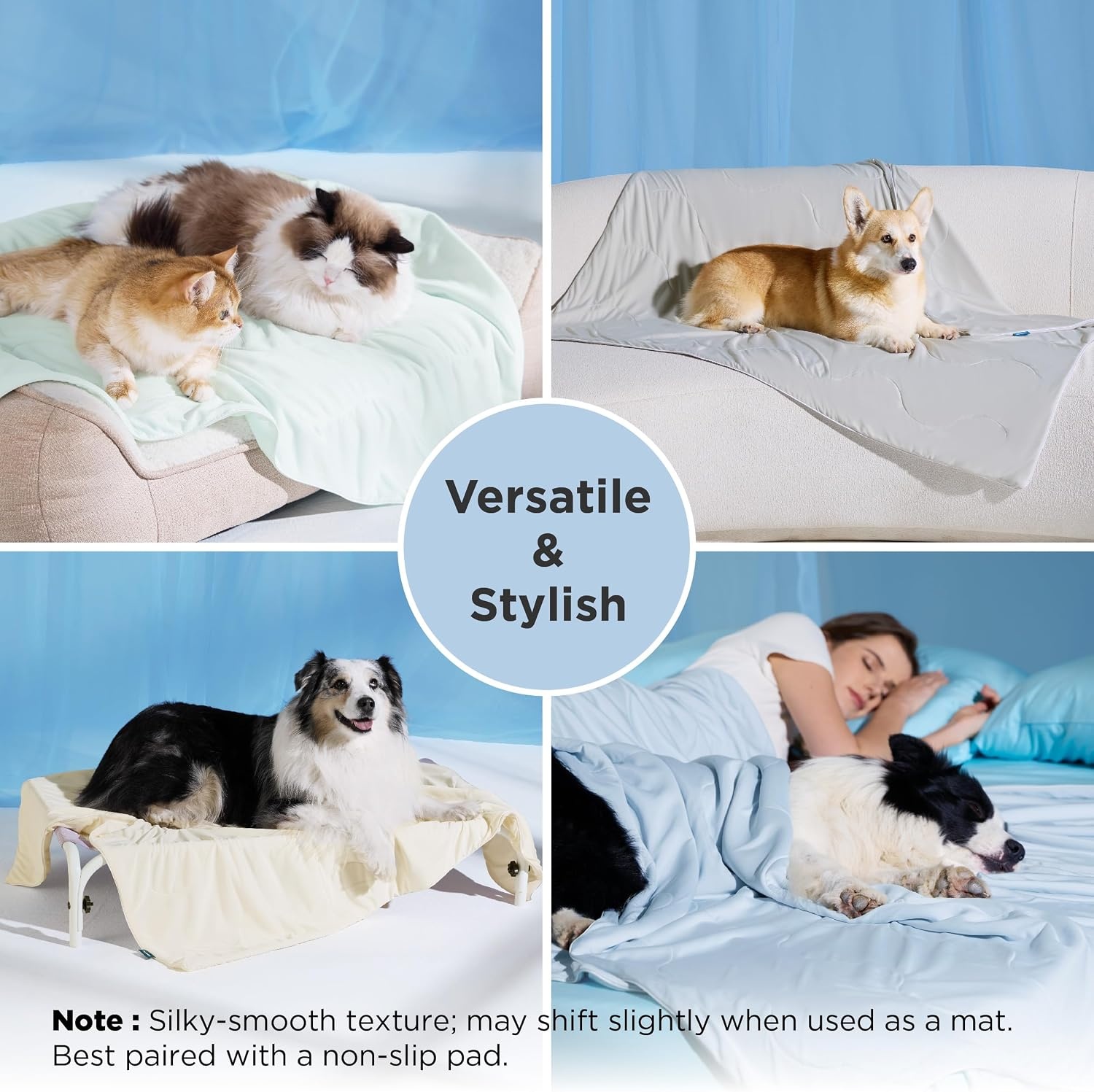 image:imageBedsure Premium Cooling Blanket for Large Dog QMAXgt05 Cooling Blanket for Large Dogs with Breathable AirCore Fill QMAXgt04 Grey 40x50