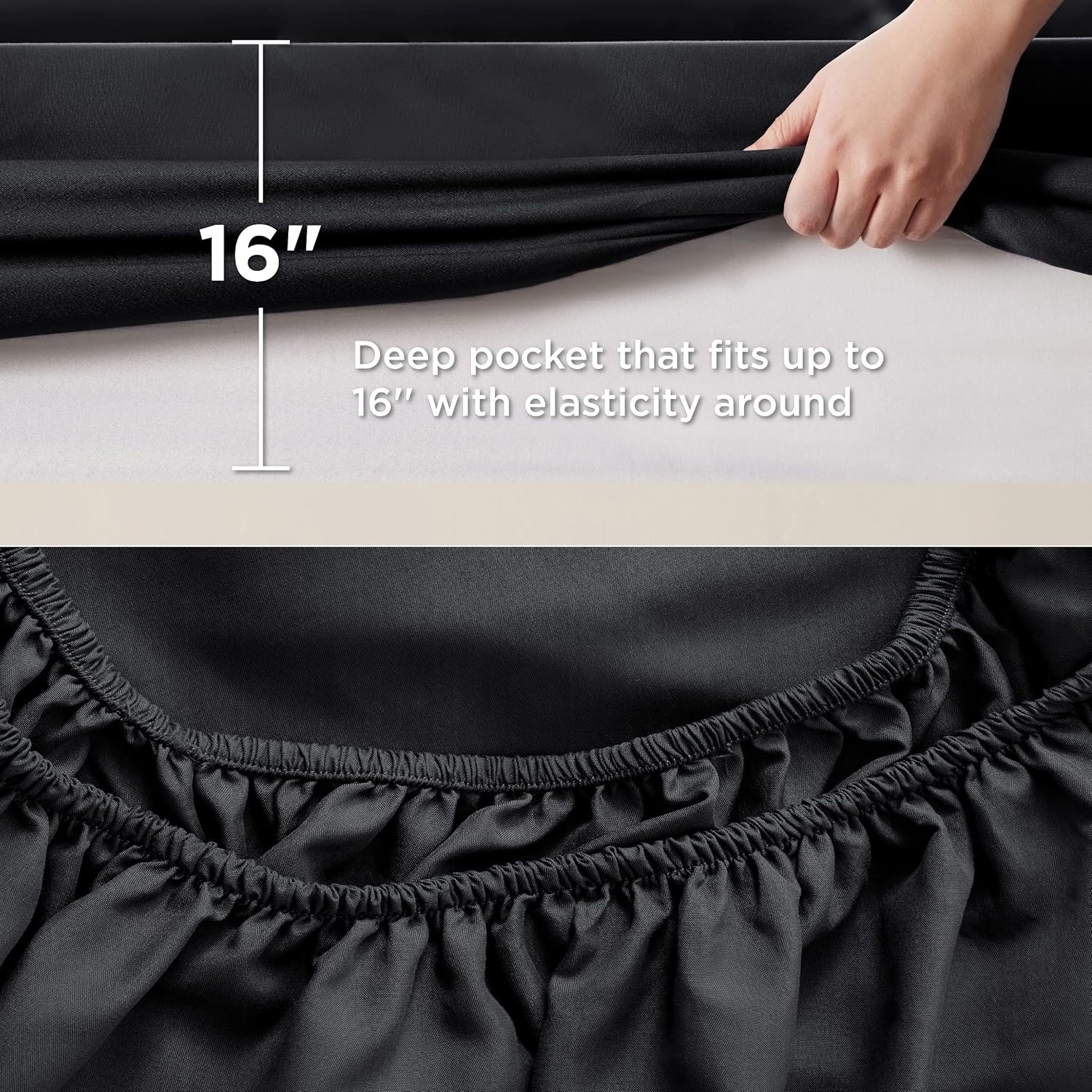 image:imageBedsure Queen Sheets Black Bundle Cooling Pillow Cases Queen Black