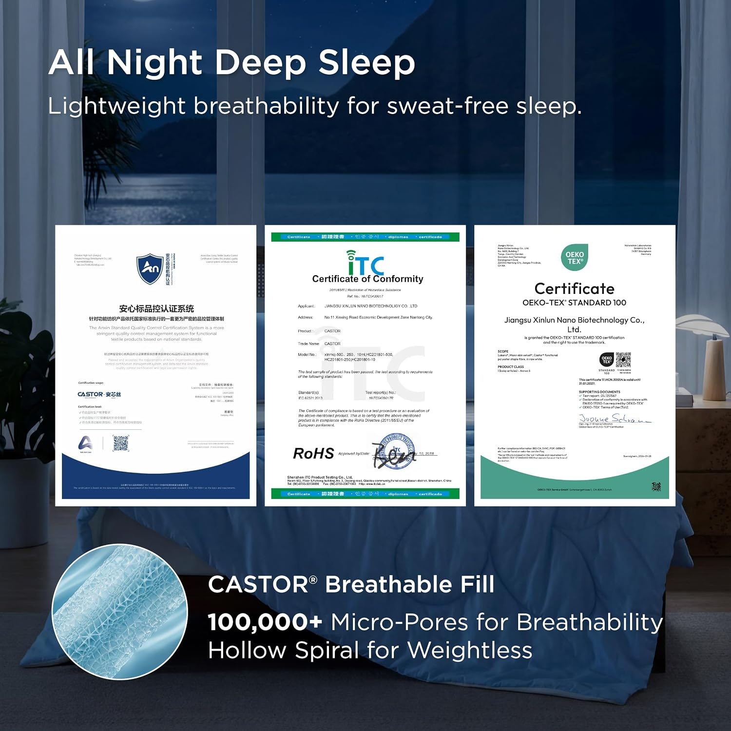 image:imageBedsure SleepEase Cooling Comforter King Size for Summer 3 Pieces Blue Cooling Comforters for Hot Sleepers DoubleSided Cool Tech King Bedding Set with 1 Soft Breathable Comforter 2 Pillowcases