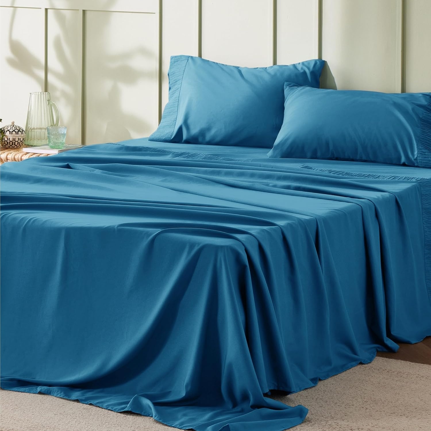 image:imageBedsure Soft Blue Sheets for Queen Size Bundle Cooling Pillow Cases Queen Teal