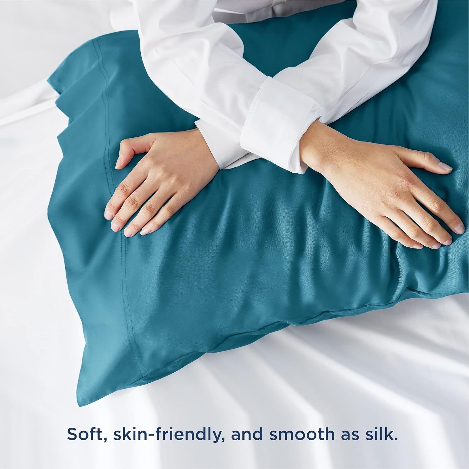 image:imageBedsure Soft Blue Sheets for Queen Size Bundle Cooling Pillow Cases Queen Teal