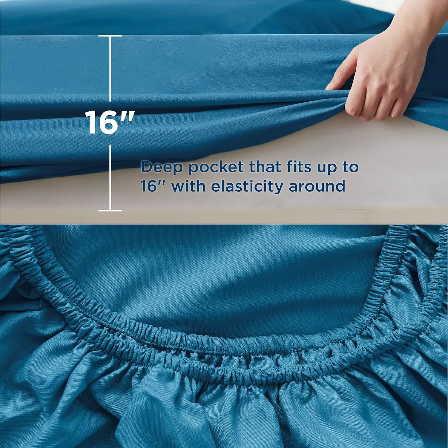 image:imageBedsure Soft Blue Sheets for Queen Size Bundle Cooling Pillow Cases Queen Teal