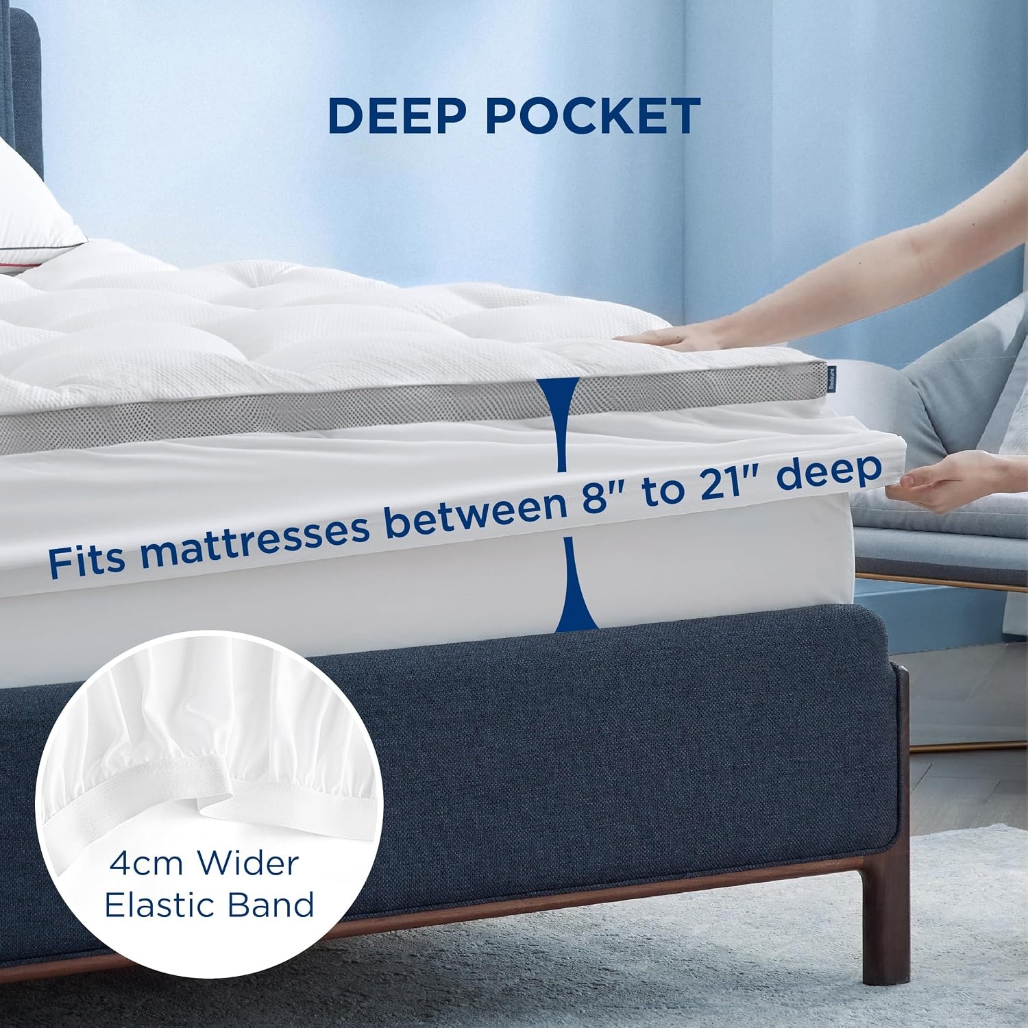 image:imageBedsure Waterproof Mattress Topper 800GSM Extra Thick Mattress Protector Pillow Top with 821 Deep Pocket Mattress Pad Fitted Soft Bed Topper for Bed