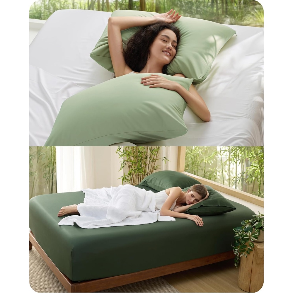 image:imageBedsure Cooling Pillowcase Bundle Cooling Fitted Sheet Queen
