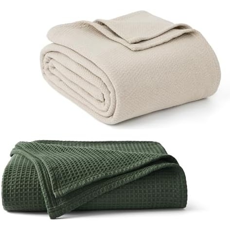 image:imageBedsure Get Free 1 Cotton Basket Weave Blanket When You Purches Textured Herringbone Woven Blanket