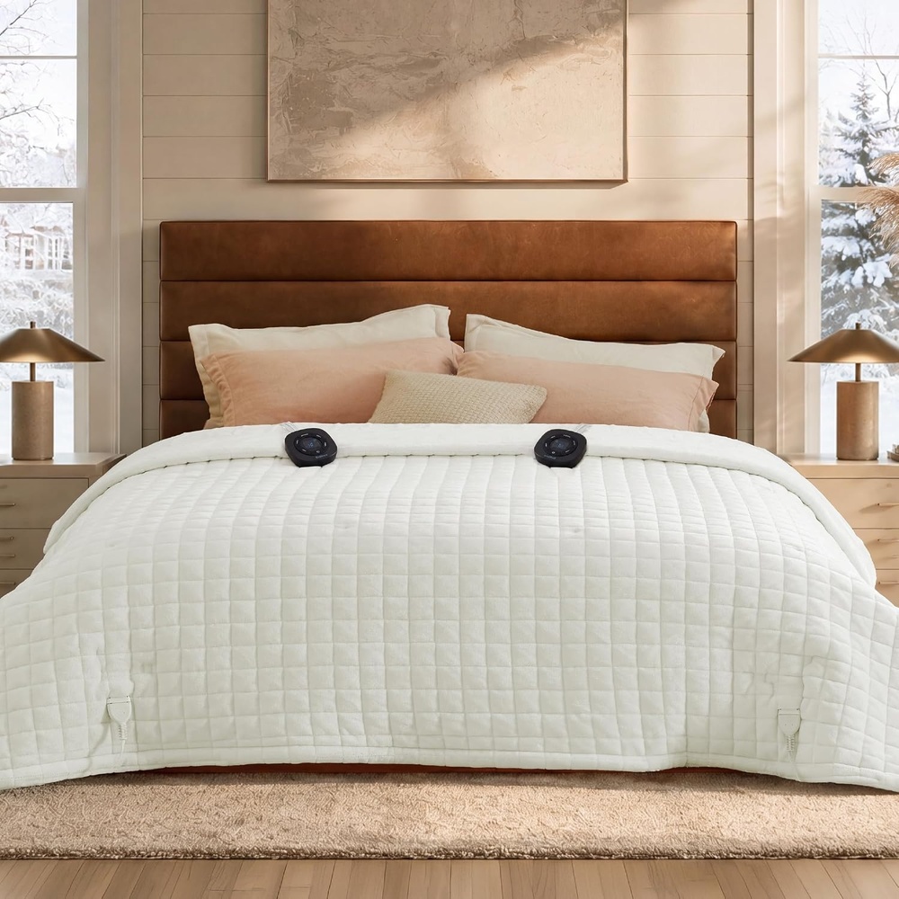 image:imageBedsure Luxury Quilted Heated Blanket Full Thick Electric Blanket Ivory01 Ivory Square