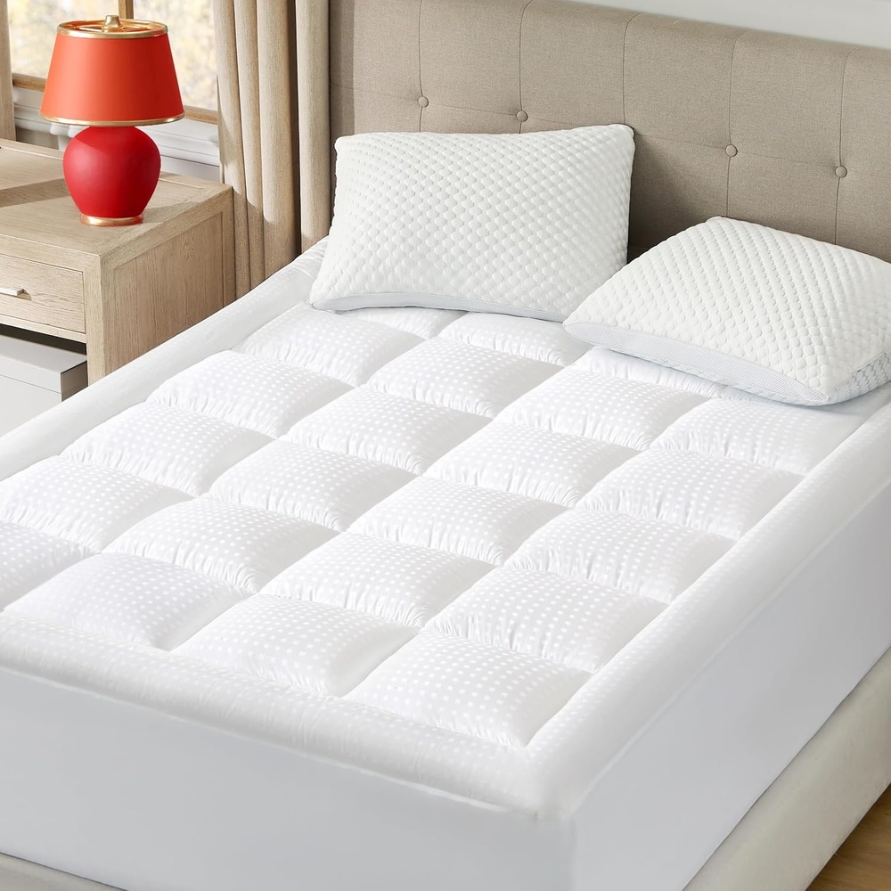image:imageBedsure Mattress Pad Twin Size Breathable Cotton Mattress Topper Quilted Fitted Bed Cover with 821 Inches Deep Pocket Soft Fluffy Pillow Top WhiteWhite