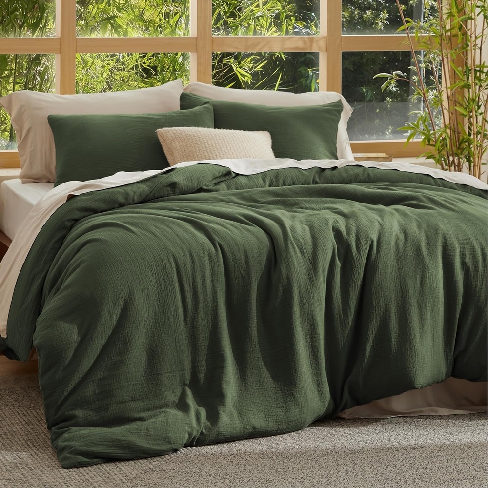image:imageBedsure PureWoven Muslin Duvet Cover Cooling Bedding Set for Hot Sleepers