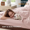 Bedsure 100% Cotton Percale Sheets Twin Size, Twin Sheets Set with Deep Pocket Up to 16 Inches, Breathable & Crirsp Soft, Bedsheet & Pillowcase Sets, 3 Pieces, Grey(04 – Pink)