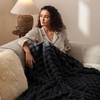 Bedsure 3D Cloud Bubble Fleece Twin Blanket for Bed, Burnt Orange, 60″×80″(Black)