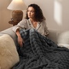 Bedsure 3D Cloud Bubble Fleece Twin Blanket for Bed, Burnt Orange, 60″×80″(Dark Grey)