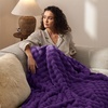 Bedsure 3D Cloud Bubble Fleece Twin Blanket for Bed, Burnt Orange, 60″×80″(Purple)