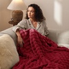 Bedsure 3D Cloud Bubble Fleece Twin Blanket for Bed, Burnt Orange, 60″×80″(Red)