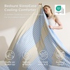 Bedsure Cooling Comforters Queen Size, White Seersucker Cool Bedding for Hot Sleepers 3 Pieces, Reversible Queen Bed Set with 1 Breathable Lightweight Comforter, 2 Pillowcases(Blue Khaki)