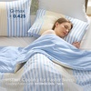 Bedsure Cooling Comforters Queen Size, White Seersucker Cool Bedding for Hot Sleepers 3 Pieces, Reversible Queen Bed Set with 1 Breathable Lightweight Comforter, 2 Pillowcases(Blue Khaki)