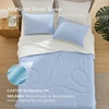 Bedsure Cooling Comforters Queen Size, White Seersucker Cool Bedding for Hot Sleepers 3 Pieces, Reversible Queen Bed Set with 1 Breathable Lightweight Comforter, 2 Pillowcases(Sky Blue)