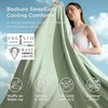 Bedsure Cooling Comforters Queen Size, White Seersucker Cool Bedding for Hot Sleepers 3 Pieces, Reversible Queen Bed Set with 1 Breathable Lightweight Comforter, 2 Pillowcases(Sage Green)