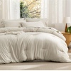 Bedsure Dark Green King Comforter Set, Soft Bed in a Bag 7 Pieces, Alternative Bedding for All Seasons, Breathable Marshmallow Prewashed Bed Set with Comforters, Sheets, Pillowcases & Shams(Beige)