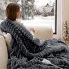 Bedsure Fluffy Bubble Faux Fur Heated Electric Blanket Twin, Coconut White(02 – Grey)