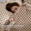 Bedsure Gingham Sheets Queen Size, 4 Piece Brown Ruffle Farmhouse Bedsheet(Brown)