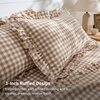 Bedsure Gingham Sheets Queen Size, 4 Piece Brown Ruffle Farmhouse Bedsheet(Brown)