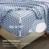 Bedsure Gingham Sheets Queen Size, 4 Piece Brown Ruffle Farmhouse Bedsheet(Light Blue)