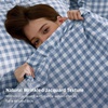 Bedsure Gingham Sheets Queen Size, 4 Piece Brown Ruffle Farmhouse Bedsheet(Light Blue)
