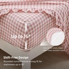 Bedsure Gingham Sheets Queen Size, 4 Piece Brown Ruffle Farmhouse Bedsheet(Pink)