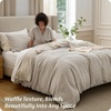 Bedsure PureWoven Space-Dyed Cotton Waffle Duvet Cover Set, Queen, White(01 – Linen (No Comforter))