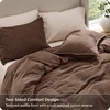 Bedsure PureWoven Space-Dyed Cotton Waffle Duvet Cover Set, Queen, White(03 – Brown (No Comforter))