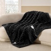 Bedsure Fluffy Bubble Faux Fur Heated Electric Blanket Twin, Coconut White(06 – Black)