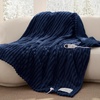 Bedsure Fluffy Bubble Faux Fur Heated Electric Blanket Twin, Coconut White(07 – Navy Blue)