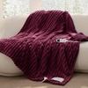 Bedsure Fluffy Bubble Faux Fur Heated Electric Blanket Twin, Coconut White(11 – Burgundy)